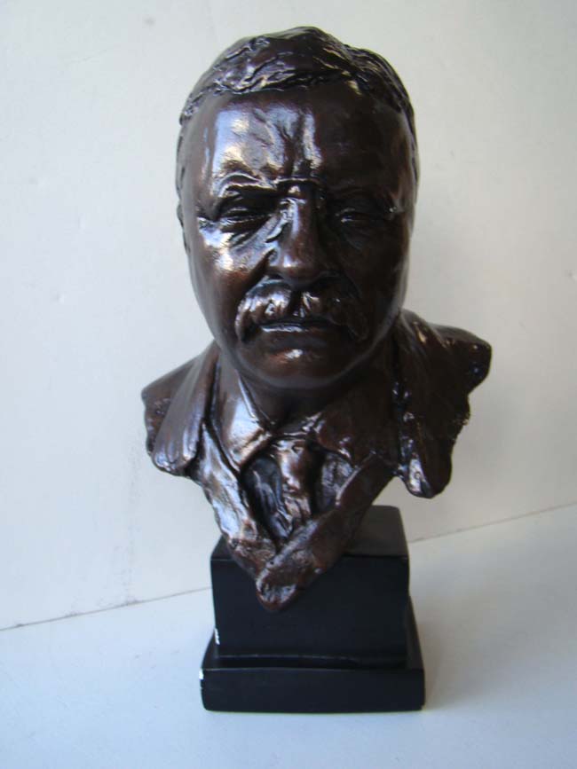 A fine bronzed bust of President Theodore Roosevelt, our 26th President from 1901-1909